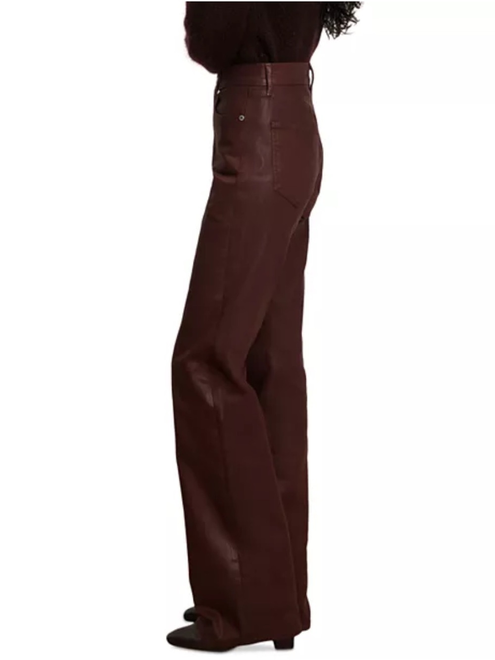 Veronica Beard Crosbie High Rise Wide Leg Coated Denim in Raisin NWT